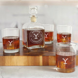 Yellowstone Authentic Y Logo Decanter and Rocks Glass Set