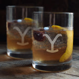 Yellowstone Y Logo Laser Engraved Rocks Glasses