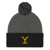 Yellowstone Y Logo Pom Pom Knit Beanie