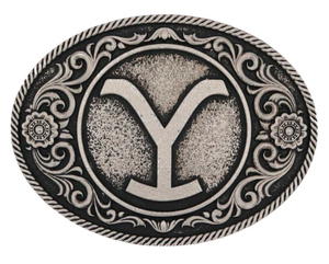 Yellowstone Dutton Ranch Y Floral Filigree Belt Buckle